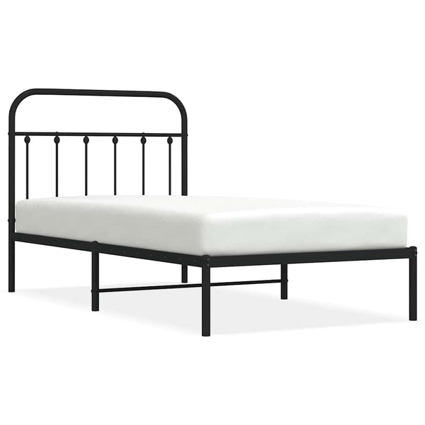 Schwarzer Metallbettrahmen mit Kopfteil Honorina 100x190cm