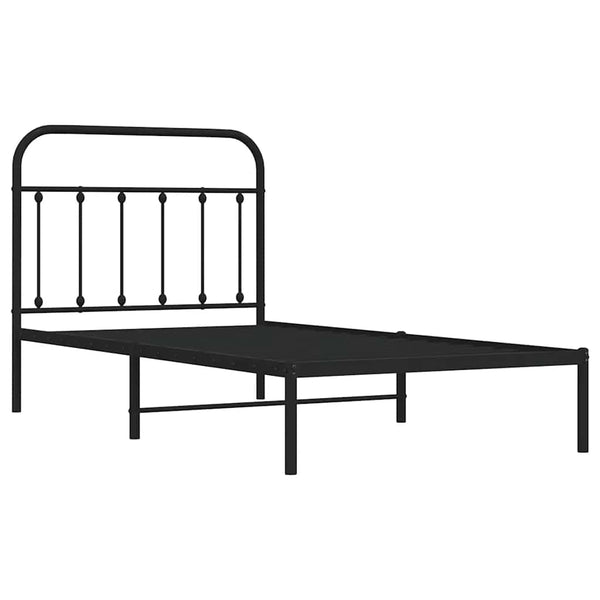 Schwarzer Metallbettrahmen mit Kopfteil Honorina 100x190cm