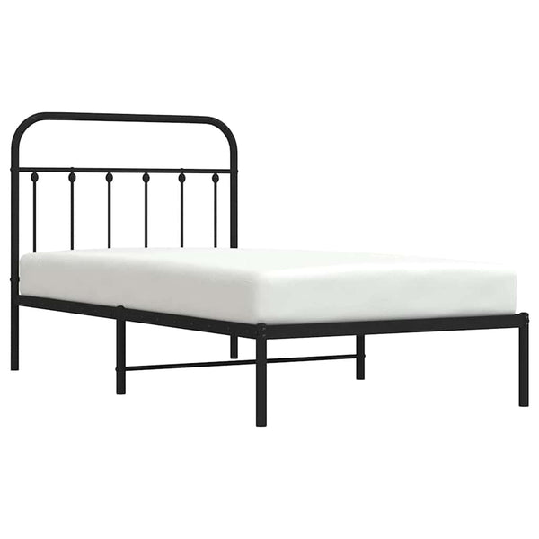 Schwarzer Metallbettrahmen mit Kopfteil Honorina 100x190cm