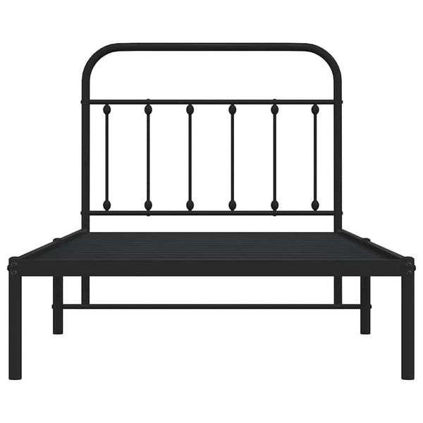 Schwarzer Metallbettrahmen mit Kopfteil Honorina 100x190cm
