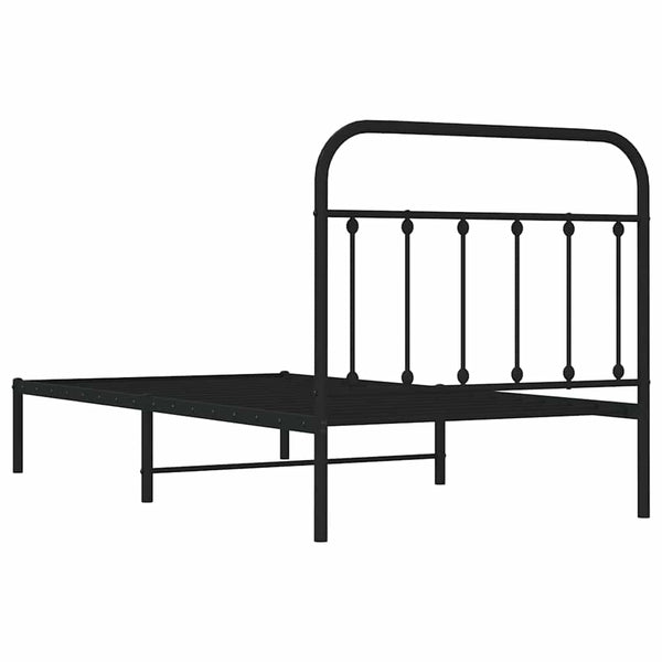 Schwarzer Metallbettrahmen mit Kopfteil Honorina 100x190cm