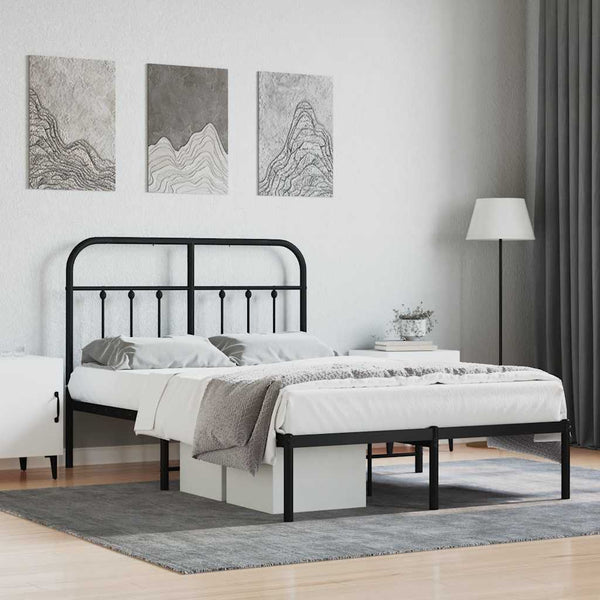 Schwarzer Metallbettrahmen mit Kopfteil Honorina 120x190cm