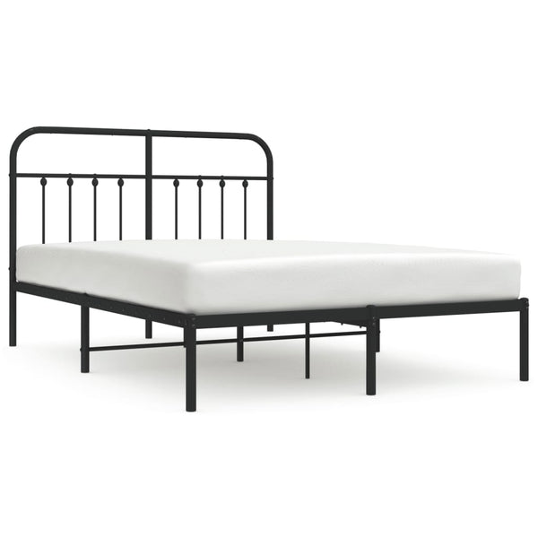 Schwarzes Metallbettgestell mit Kopfteil Honorina 140x190cm