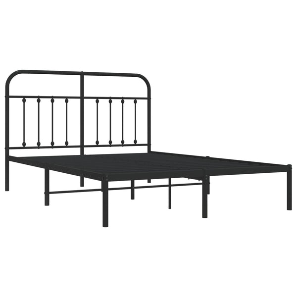 Schwarzes Metallbettgestell mit Kopfteil Honorina 140x190cm