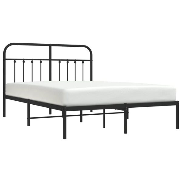 Schwarzes Metallbettgestell mit Kopfteil Honorina 140x190cm