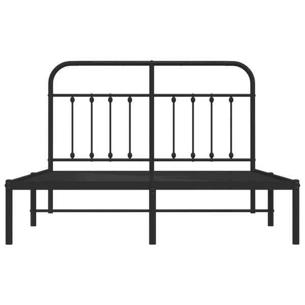 Schwarzes Metallbettgestell mit Kopfteil Honorina 140x190cm