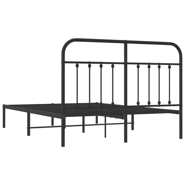Schwarzes Metallbettgestell mit Kopfteil Honorina 140x190cm
