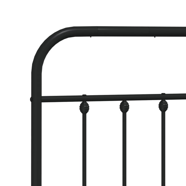 Schwarzes Metallbettgestell mit Kopfteil Honorina 140x190cm