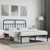 Schwarzes Metallbettgestell mit Kopfteil Honorina 140x190cm