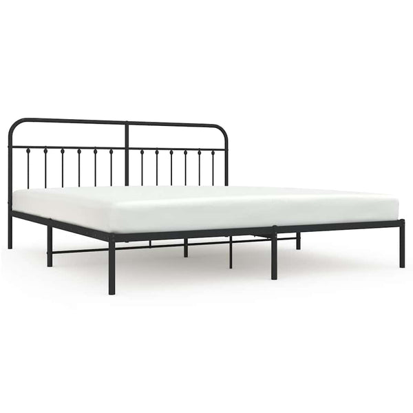 Schwarzes Metallbettgestell mit Kopfteil Honorina 193x203cm