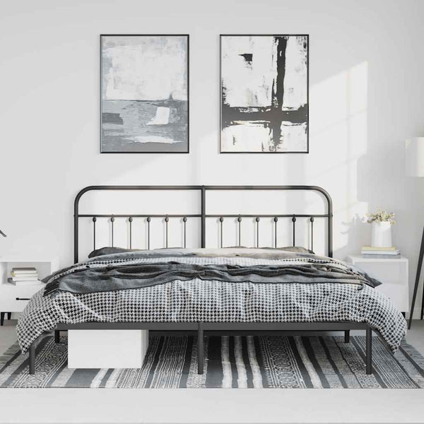 Schwarzes Metallbettgestell mit Kopfteil Honorina 193x203cm
