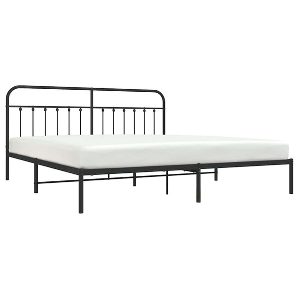 Schwarzes Metallbettgestell mit Kopfteil Honorina 193x203cm