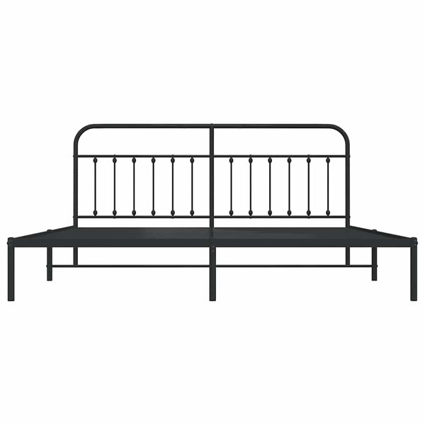 Schwarzes Metallbettgestell mit Kopfteil Honorina 193x203cm