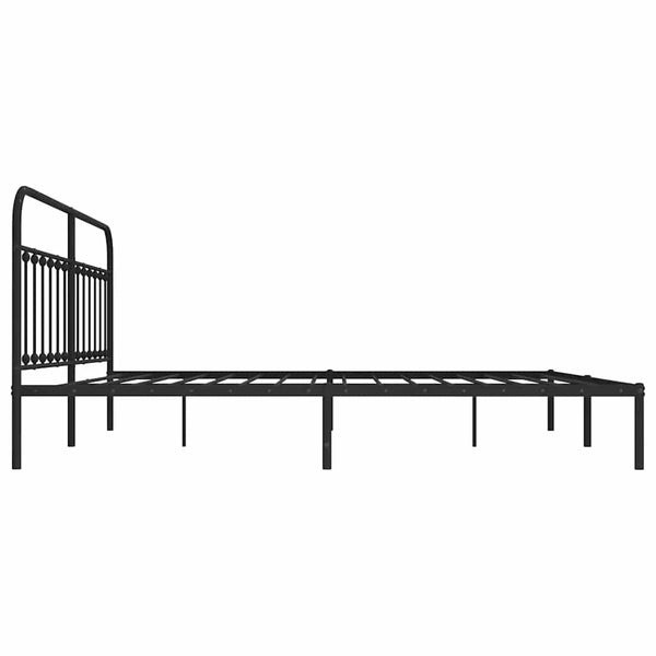 Schwarzes Metallbettgestell mit Kopfteil Honorina 193x203cm