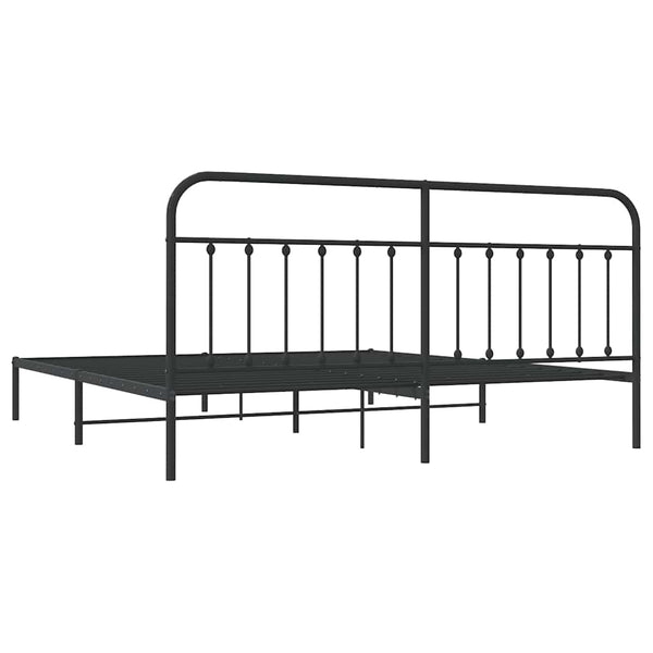 Schwarzes Metallbettgestell mit Kopfteil Honorina 193x203cm