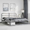 Schwarzes Metallbettgestell mit Kopfteil Honorina 193x203cm