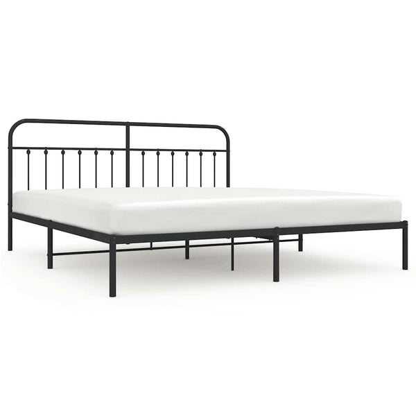 Schwarzer Metall-Bettrahmen mit Kopfteil Honorina 200x200cm