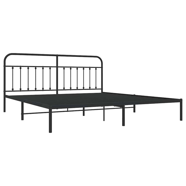 Schwarzer Metall-Bettrahmen mit Kopfteil Honorina 200x200cm