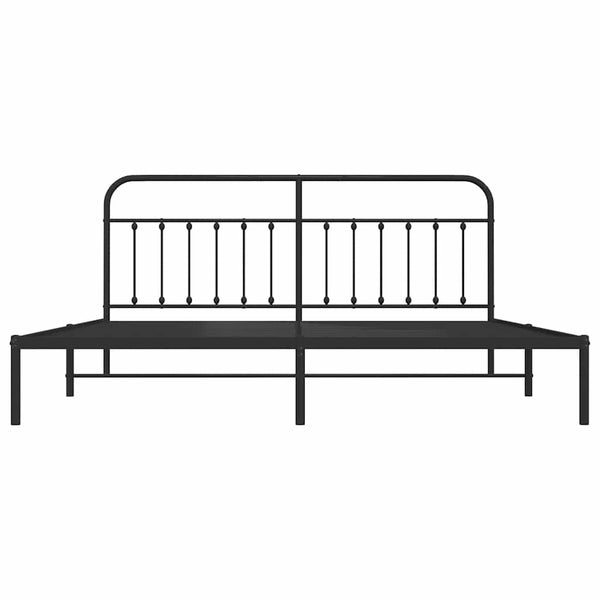 Schwarzer Metall-Bettrahmen mit Kopfteil Honorina 200x200cm