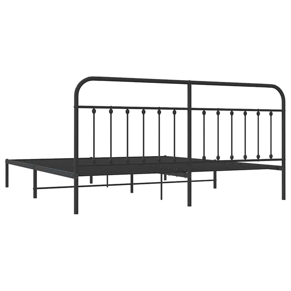 Schwarzer Metall-Bettrahmen mit Kopfteil Honorina 200x200cm