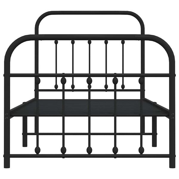 Schwarzes Metallbettgestell mit Kopf- und Fußteil Honorina 90x190cm