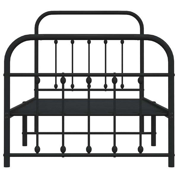Schwarzes Metallbettgestell mit Kopfteil und Fußteil Honorina 90x200cm