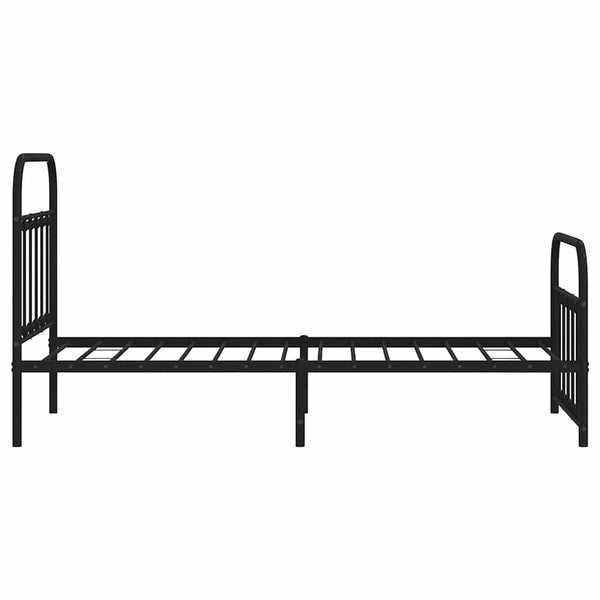 Schwarzes Metallbettgestell mit Kopfteil und Fußteil Honorina 90x200cm