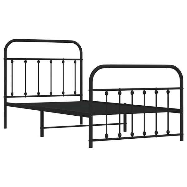 Schwarzes Metallbettgestell mit Kopfteilen Honorina 100x190cm