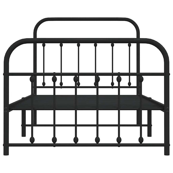 Schwarzes Metallbettgestell mit Kopfteilen Honorina 100x190cm