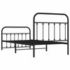 Schwarzes Metallbettgestell mit Kopfteilen Honorina 100x190cm