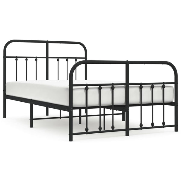 Schwarzes Metallbettgestell mit Kopfteilen Honorina 120x190cm
