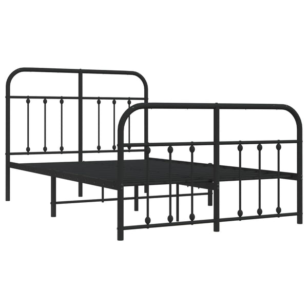 Schwarzes Metallbettgestell mit Kopfteilen Honorina 120x190cm