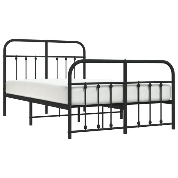 Schwarzes Metallbettgestell mit Kopfteilen Honorina 120x190cm