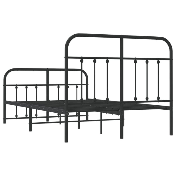 Schwarzes Metallbettgestell mit Kopfteilen Honorina 120x190cm