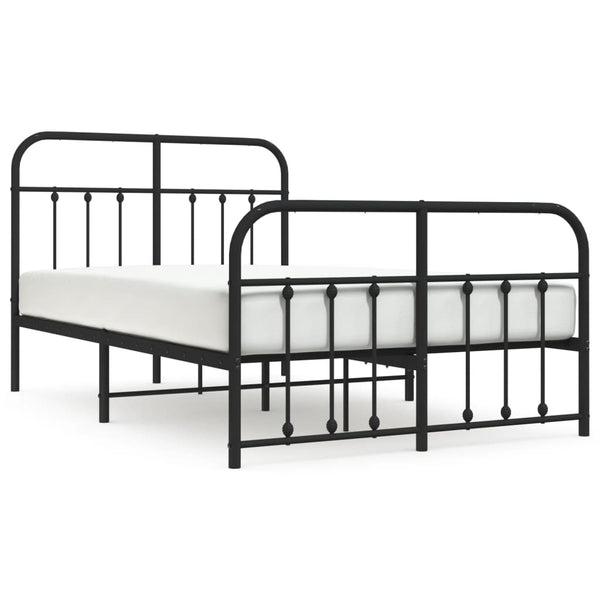 Schwarzes Metallbettgestell mit Kopfteil Honorina 120x200cm
