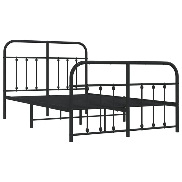 Schwarzes Metallbettgestell mit Kopfteil Honorina 120x200cm