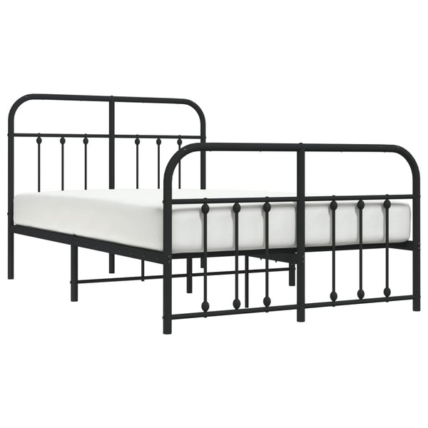 Schwarzes Metallbettgestell mit Kopfteil Honorina 120x200cm