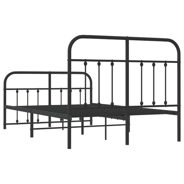 Schwarzes Metallbettgestell mit Kopfteil Honorina 120x200cm