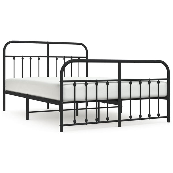 Schwarzes Metallbettgestell mit Kopfteil Honorina 140x200cm
