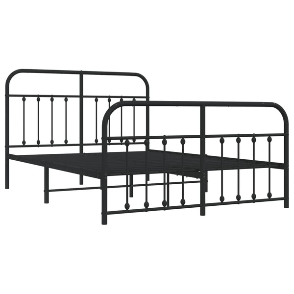 Schwarzes Metallbettgestell mit Kopfteil Honorina 140x200cm