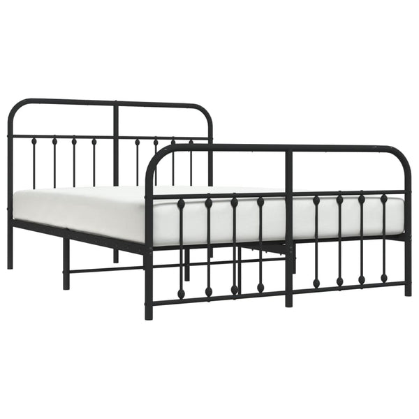 Schwarzes Metallbettgestell mit Kopfteil Honorina 140x200cm