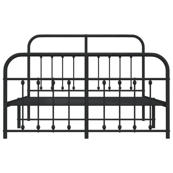 Schwarzes Metallbettgestell mit Kopfteil Honorina 140x200cm