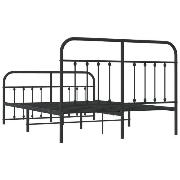 Schwarzes Metallbettgestell mit Kopfteil Honorina 140x200cm