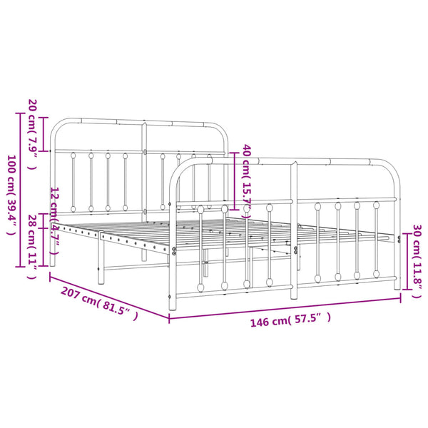 Schwarzes Metallbettgestell mit Kopfteil Honorina 140x200cm