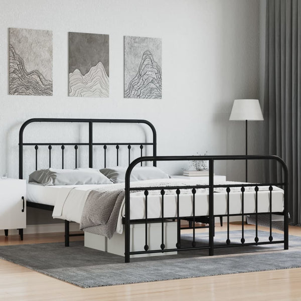Schwarzes Metallbettgestell mit Kopfteil Honorina 140x200cm