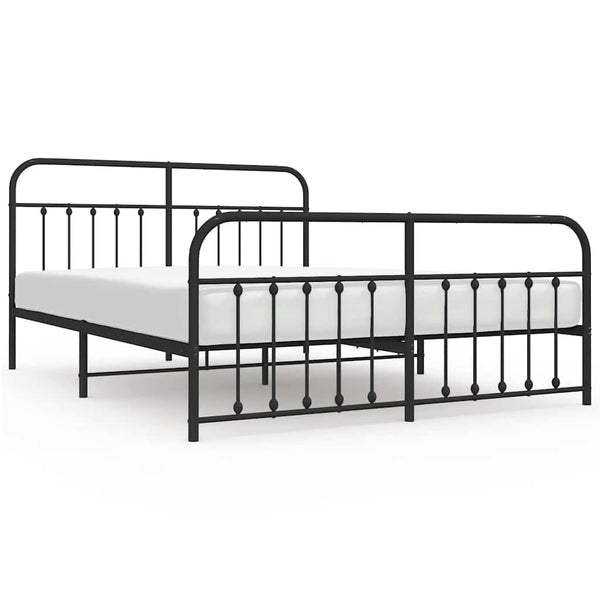 Schwarzes Metallbettgestell mit Kopfteil Honorina 183x213cm