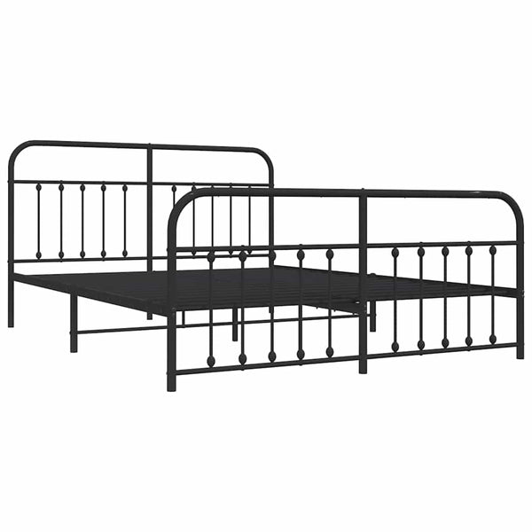 Schwarzes Metallbettgestell mit Kopfteil Honorina 183x213cm
