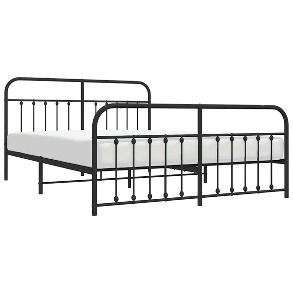 Schwarzes Metallbettgestell mit Kopfteil Honorina 183x213cm