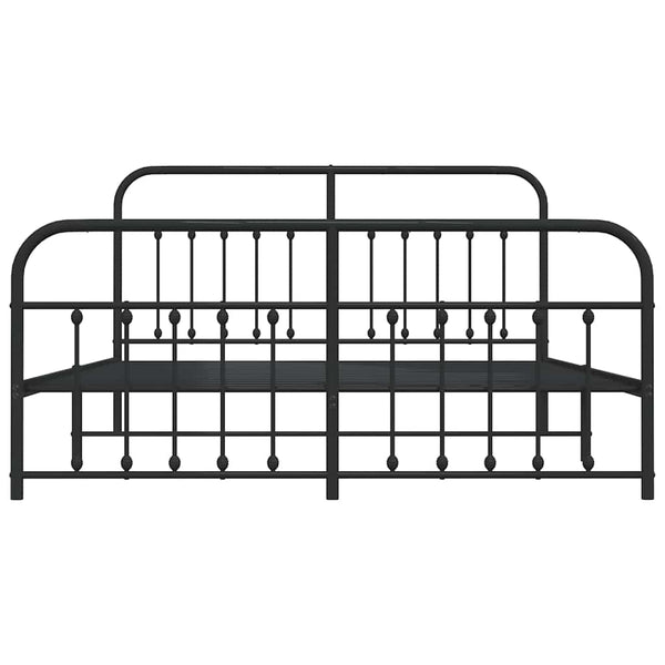 Schwarzes Metallbettgestell mit Kopfteil Honorina 183x213cm