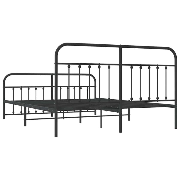 Schwarzes Metallbettgestell mit Kopfteil Honorina 183x213cm